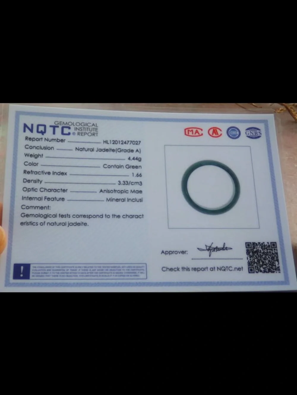 Certificate Jadeite Jewelry Jade luck happiness joyful Green Thick Ring Size9.5